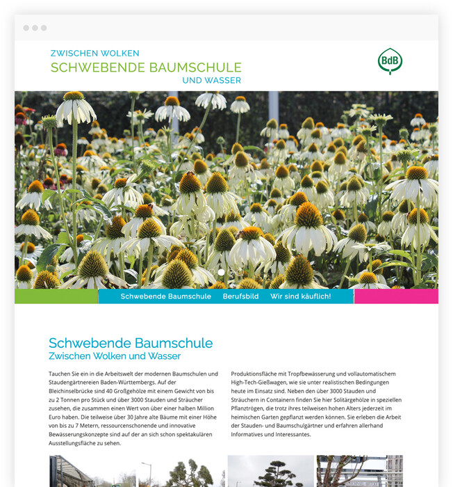 OnePage Website für Bundesgartenschau in Heilbronn